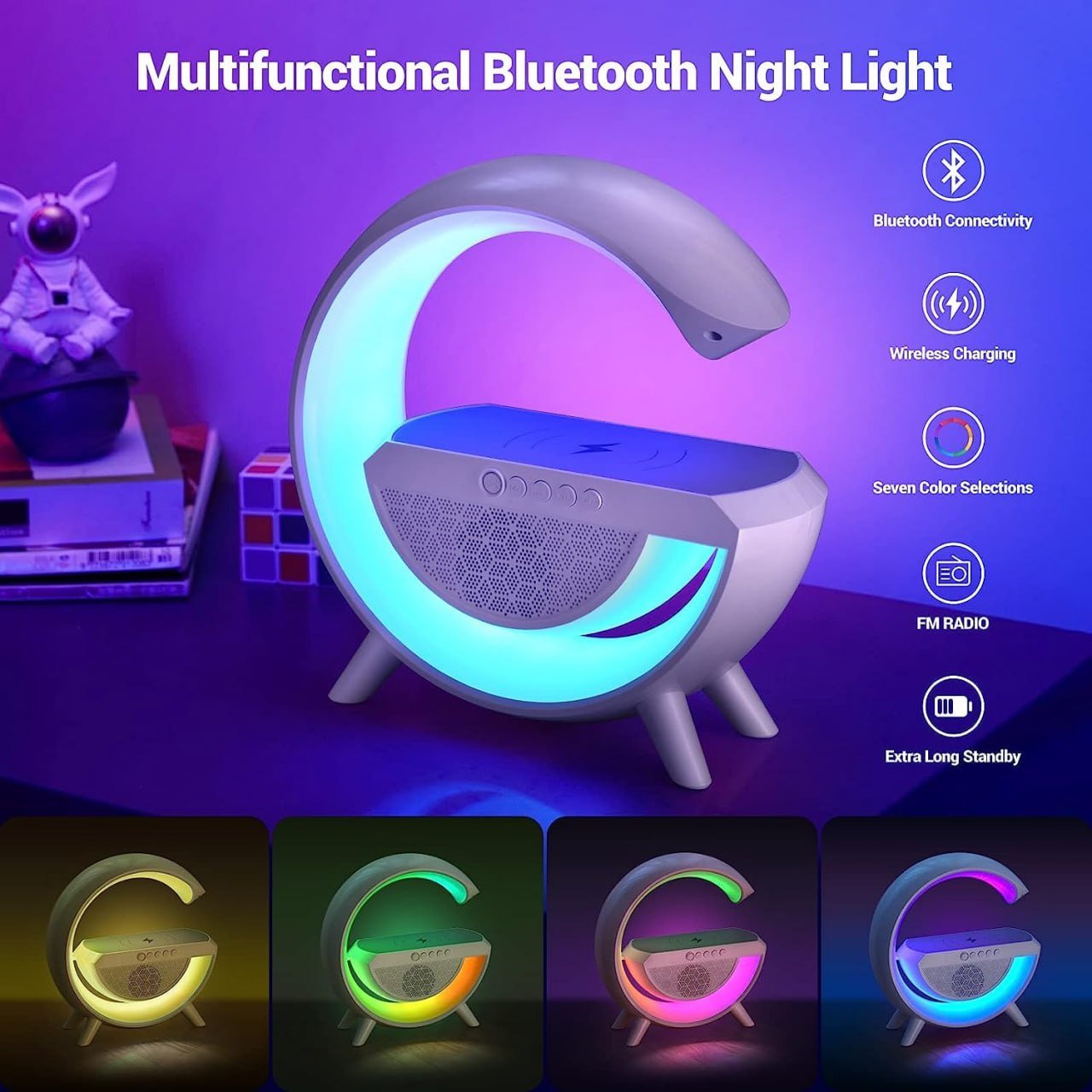 🎄クリスマスセール-49%OFF🎅多機能Bluetoothスピーカー-七色雰囲気灯ワイヤレス充電クロック一体機