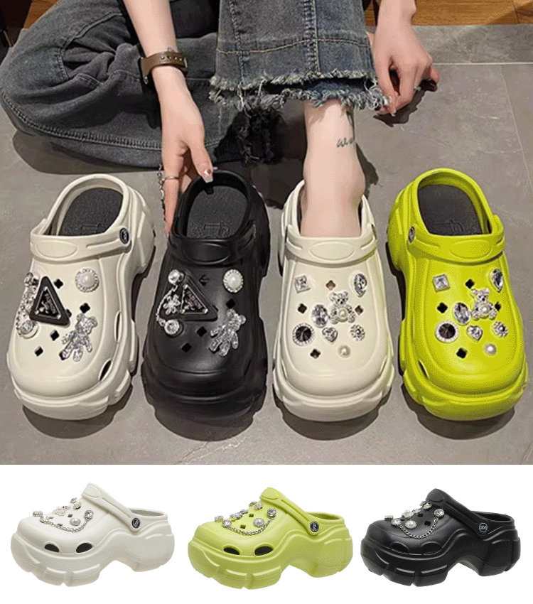 かわいいキラキラ厚底スリッパサンダル