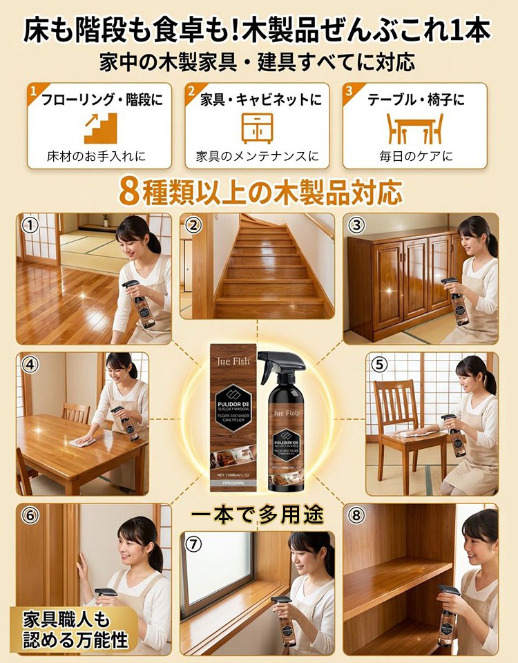 【メーカー直販の赤字覚悟!1本買うと1本】JUE FISHウッドフロアケア剤