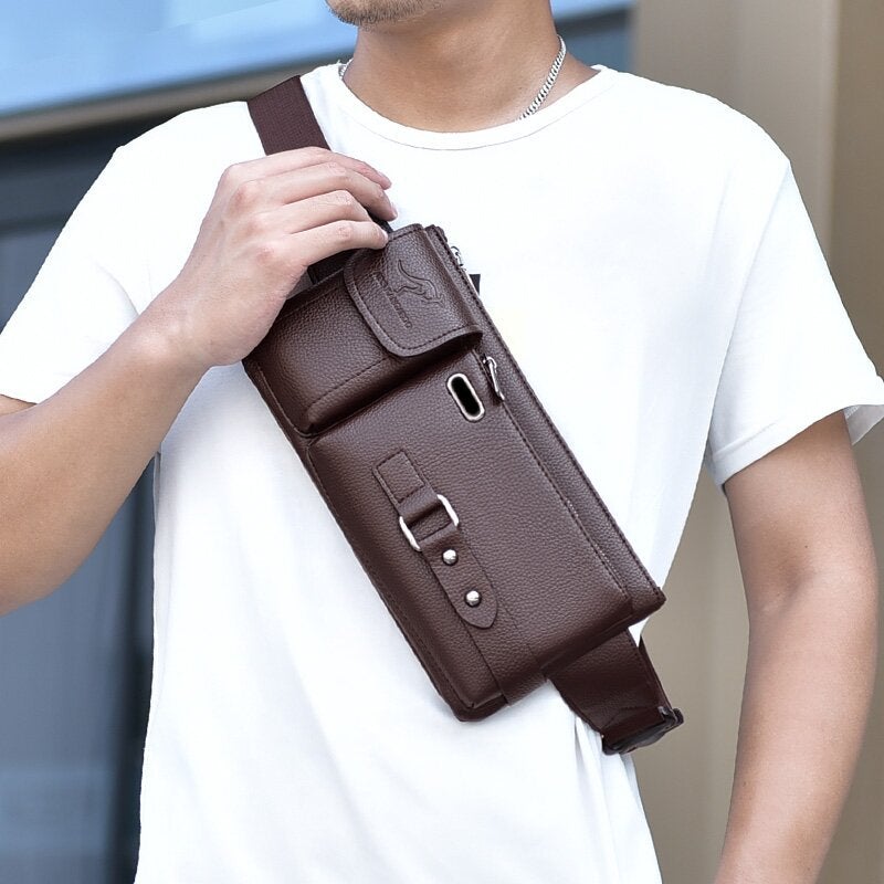 メンズ本革スリングバッグチェストショルダーバッグII
