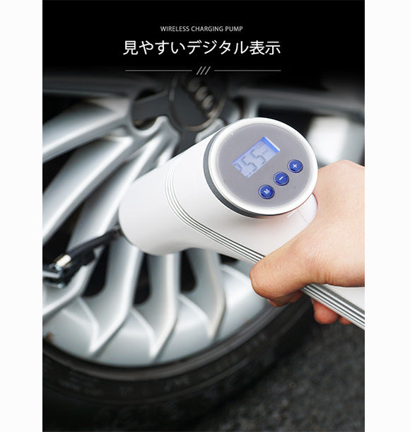 ワンタッチで、素早く空気注入! 小型コードレス電動空気入れ