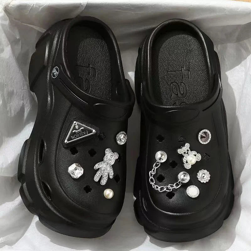 かわいいキラキラ厚底スリッパサンダル