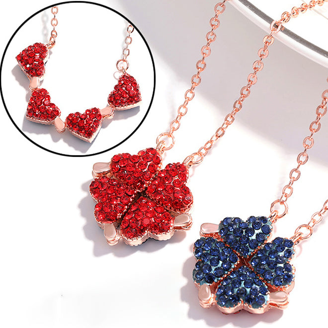ハート型ネックレスとバラの花のジュエリーボックスセット