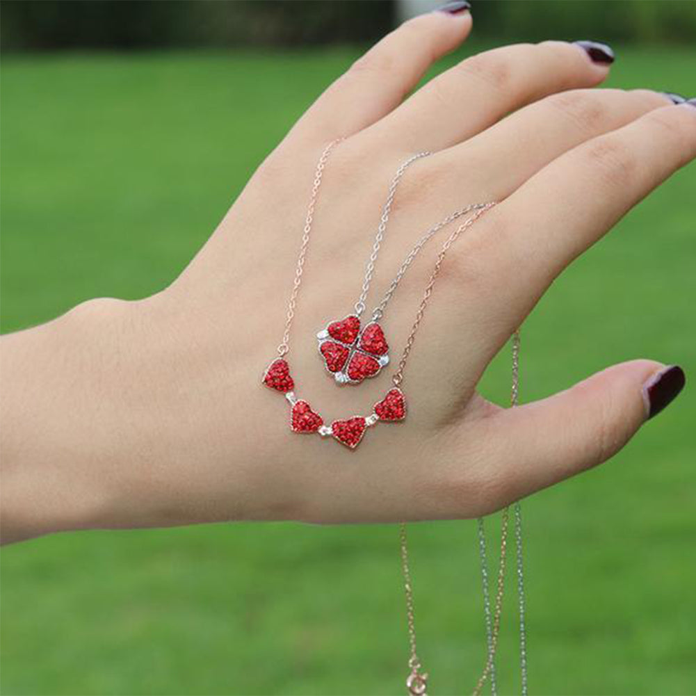 ハート型ネックレスとバラの花のジュエリーボックスセット