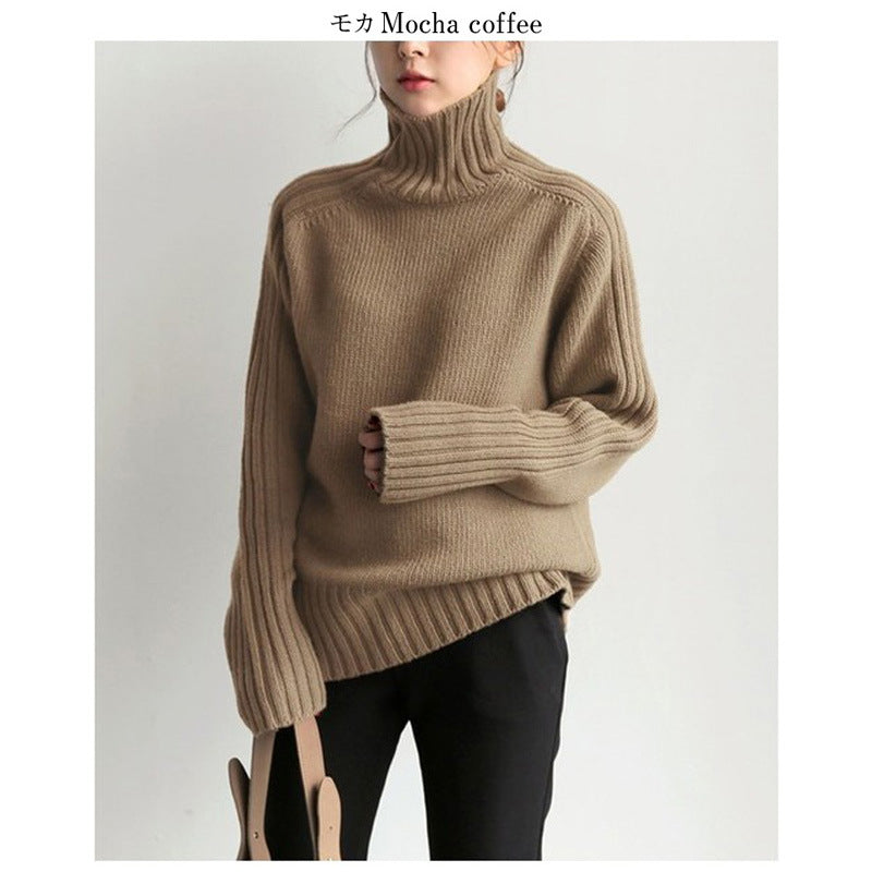 タートルネック ニット レディース ハイネックセーター トップス ゆったり 無地 暖かい 上品 おしゃれ