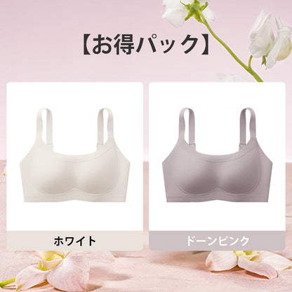 胸を小さく見せるブラ | 0.6cmの薄型カップを採用し、通気性抜群で快適さが続く。ノンワイヤー設計で胸を優しくサポートし、スッキリ小さく見せる。