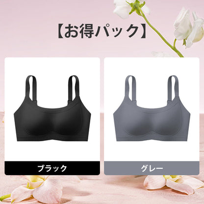 胸を小さく見せるブラ | 0.6cmの薄型カップを採用し、通気性抜群で快適さが続く。ノンワイヤー設計で胸を優しくサポートし、スッキリ小さく見せる。